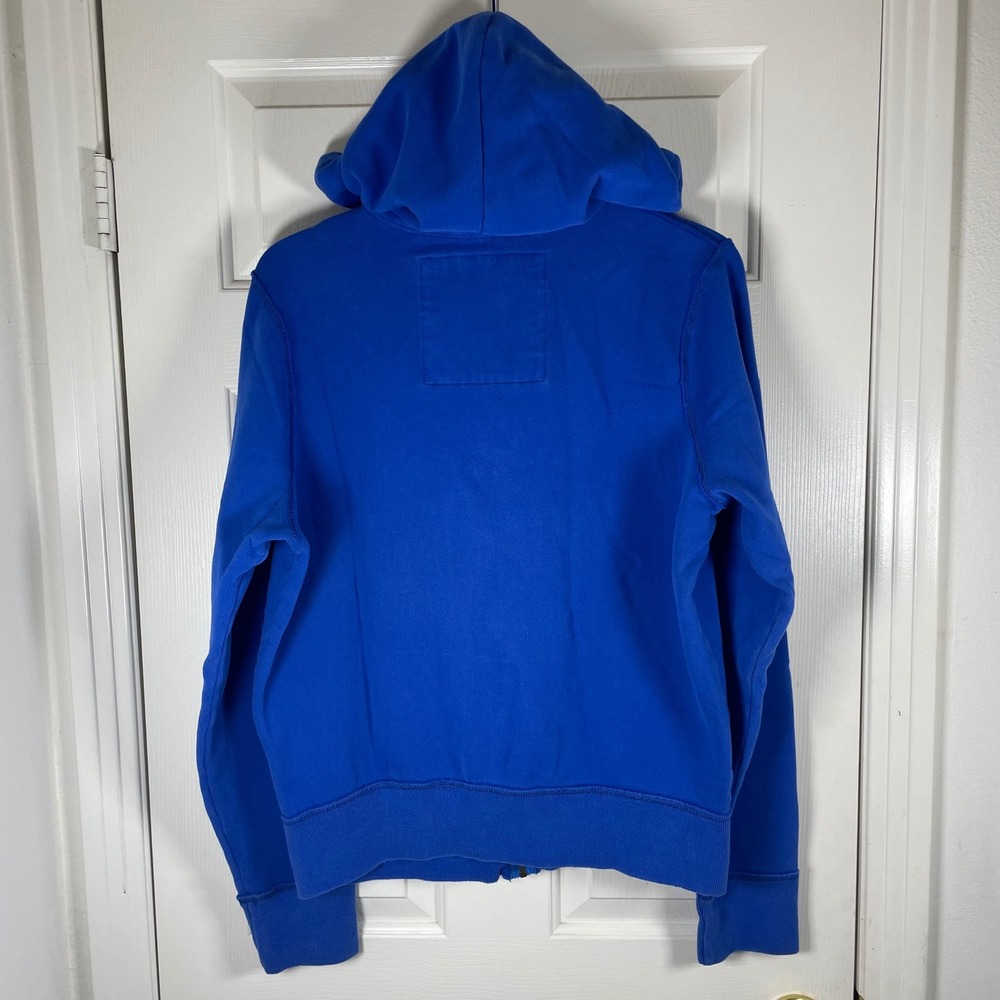 Hollister Cali Logo Full Zip Fleece Hoodie Long Sleeve Mens XL Blue READ - Picture 3 of 8